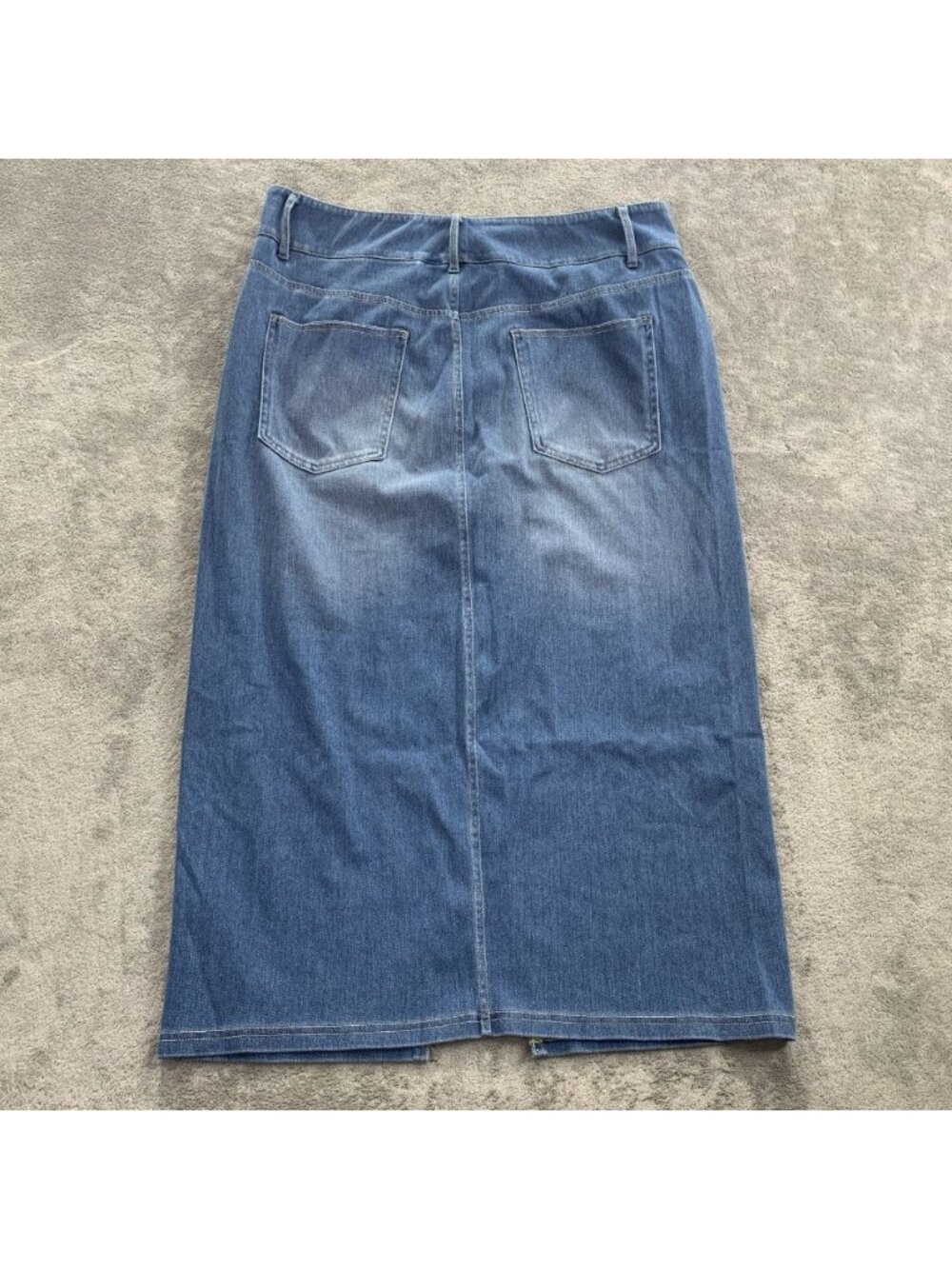 Halara Skirt Womens XL Blue Flex High Waisted Bodycon Washed Denim Casual Midi - Picture 8 of 8